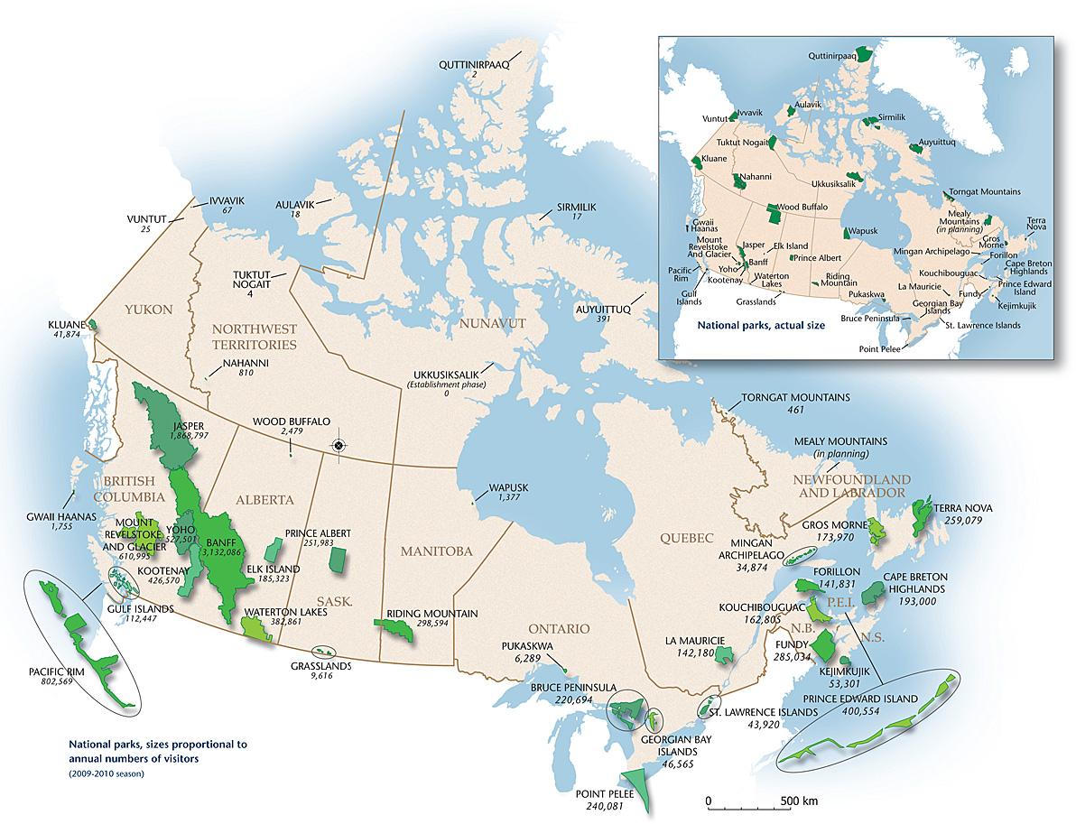 Карта национальных парков канады