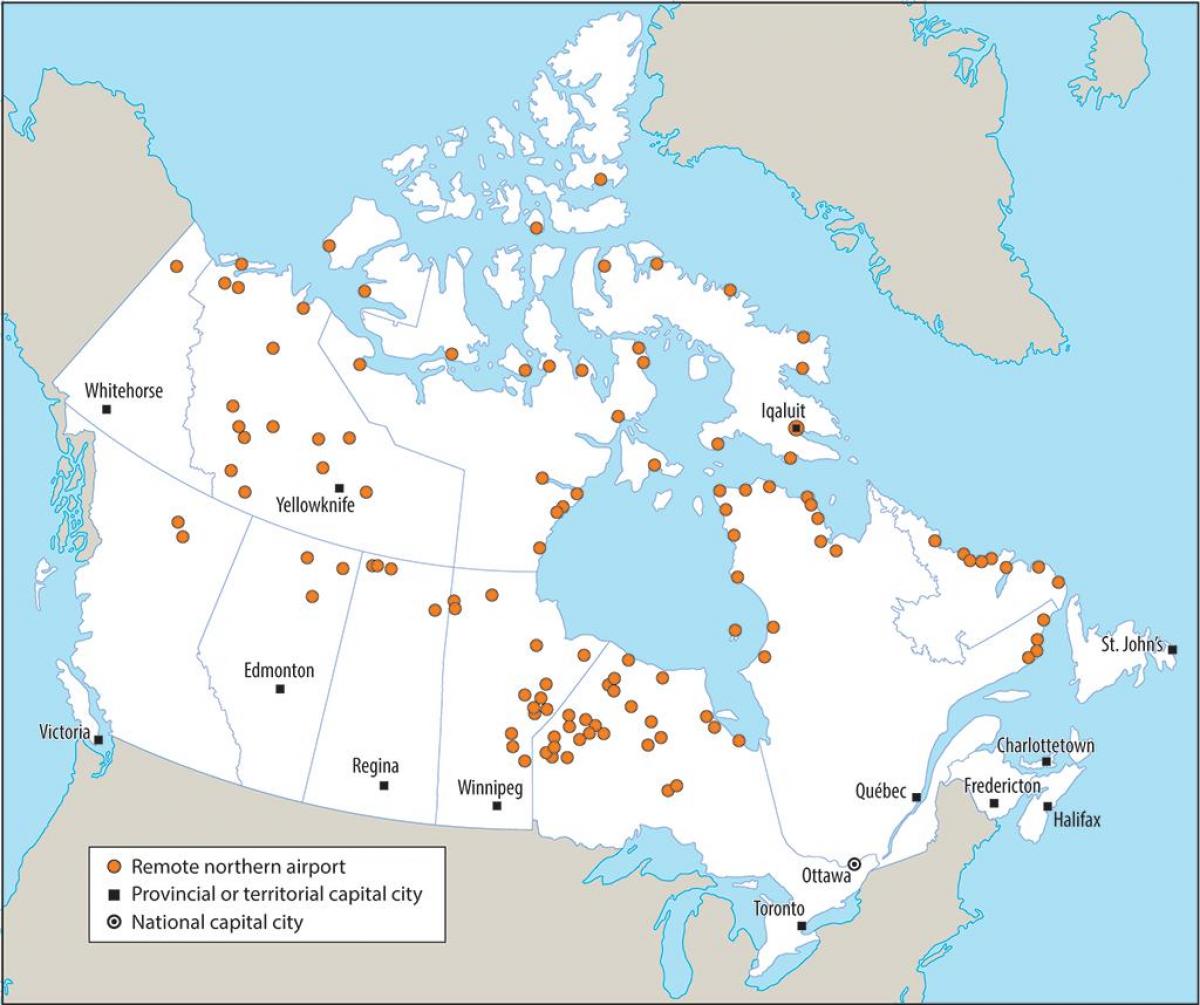 Международные аэропорты Канады на карте