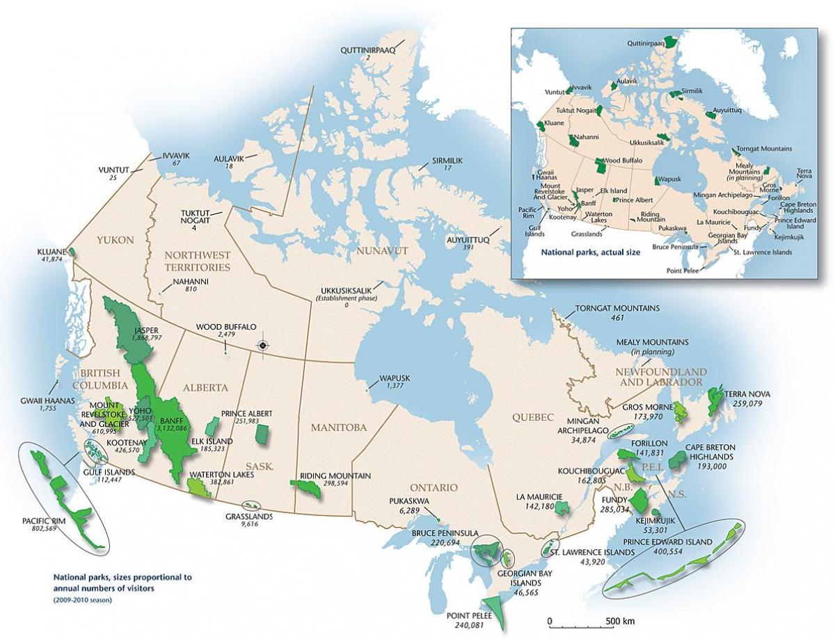 парки Канады карта